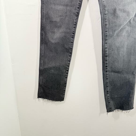 Madewell Faded Black Mid-Rise Stovepipe Raw Hem Slim Straight Leg Jeans 26 NR514 - Picture 4 of 13